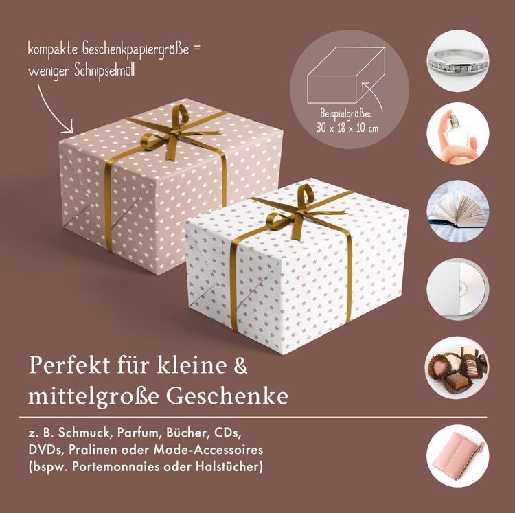 Produktbild: Geschenkpapier-Set Sterne (hell-rosa, wei&szlig;)