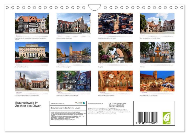 Produktbild: Braunschweig Im Zeichen des L&ouml;wen (Wandkalender 2026 DIN A4 quer), CALVENDO Monatskalender