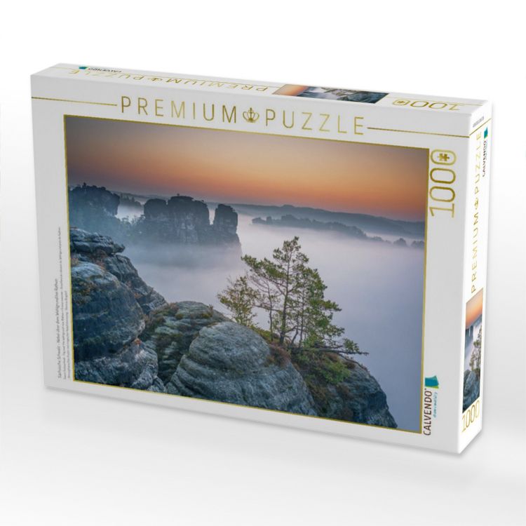 Produktbild: CALVENDO Puzzle S&auml;chsische Schweiz - Nebel &uuml;ber dem Wehlgrund bei Rathen | 1000 Teile Lege-Gr&ouml;&szlig;e 64x48cm Foto-Puzzle f&uuml;r gl&uuml;ckliche Stunden