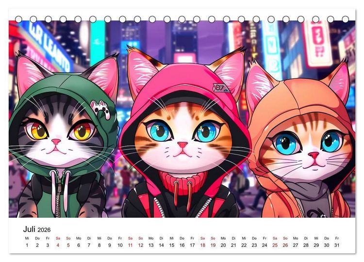 Produktbild: Anime Cats (Tischkalender 2026 DIN A5 quer), CALVENDO Monatskalender
