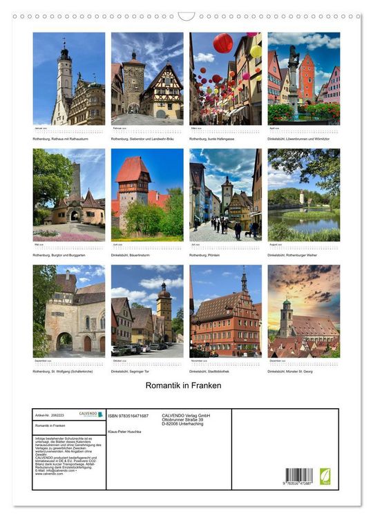 Produktbild: Romantik in Franken (Wandkalender 2026 DIN A2 hoch), CALVENDO Monatskalender