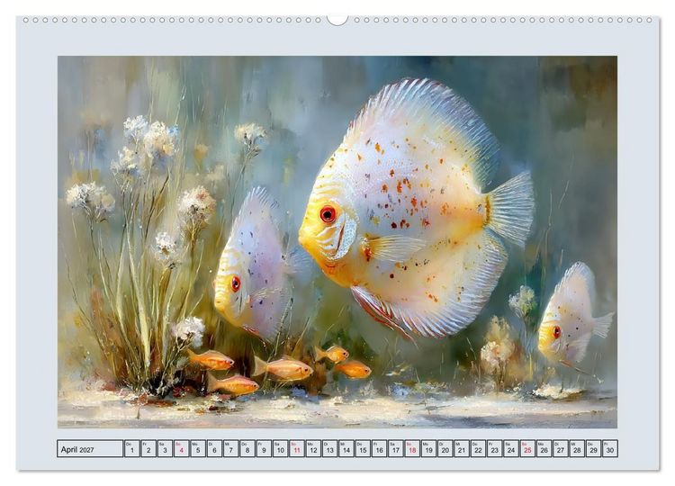 Produktbild: Diskusfische. Buntbarsche im S&uuml;&szlig;wasserbecken (hochwertiger Premium Wandkalender 2027 DIN A2 quer), Kunstdruck in Hochglanz