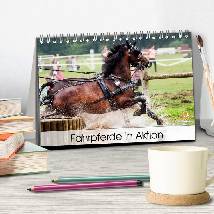Produktbild: Fahrpferde in Aktion (Tischkalender 2026 DIN A5 quer), CALVENDO Monatskalender