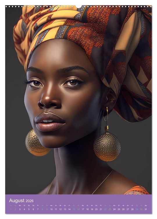 Produktbild: Afrikanische Frauen - Portraits im Stil der afrikanischen Kultur (Wandkalender 2026 DIN A2 hoch), CALVENDO Monatskalender