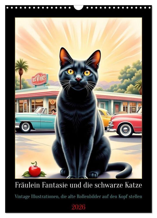Produktbild: Fr&auml;ulein Fantasie und die schwarze Katze (Wandkalender 2026 DIN A3 hoch), CALVENDO Monatskalender
