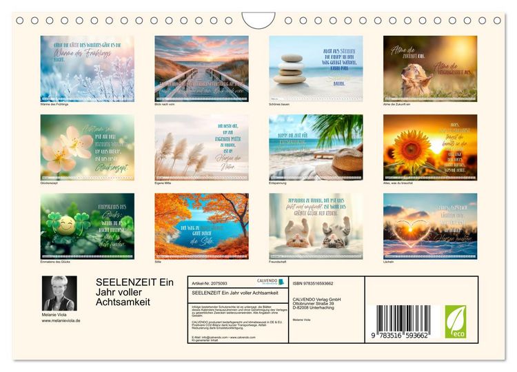 Produktbild: SEELENZEIT Ein Jahr voller Achtsamkeit (Wandkalender 2026 DIN A4 quer), CALVENDO Monatskalender