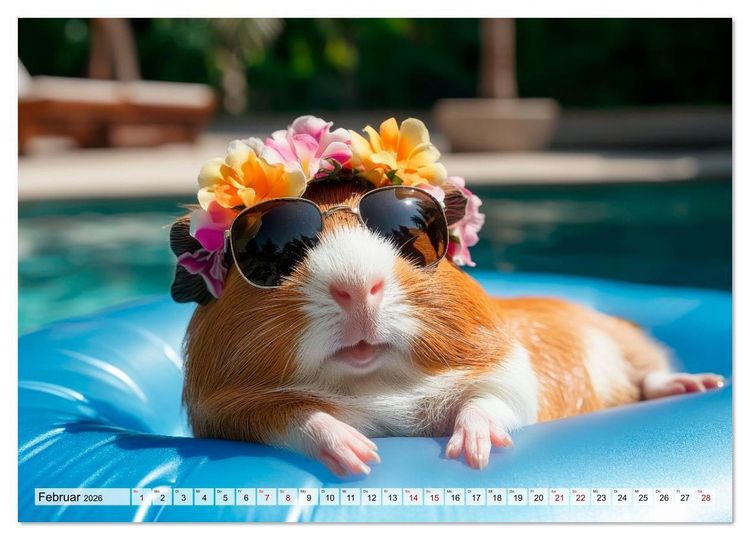 Produktbild: Meerschweinchen - Hauptsache Urlaub (Wandkalender 2026 DIN A4 quer), CALVENDO Monatskalender