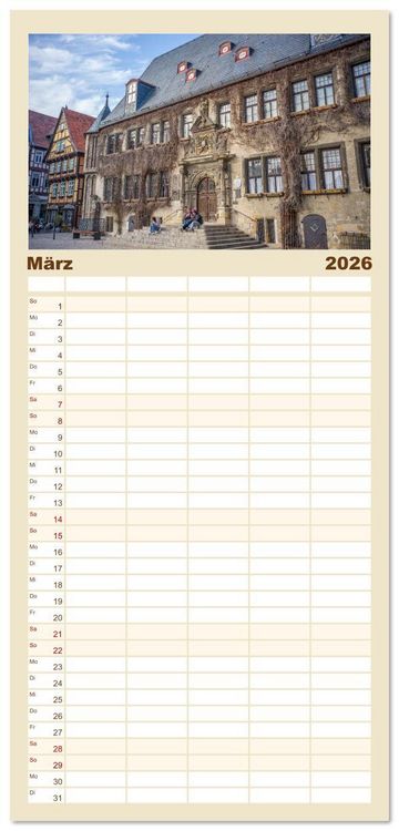 Produktbild: Familienplaner 2026 - Quedlinburg - Die historische Altstadt mit 5 Spalten (Wandkalender, 21 x 45 cm) CALVENDO