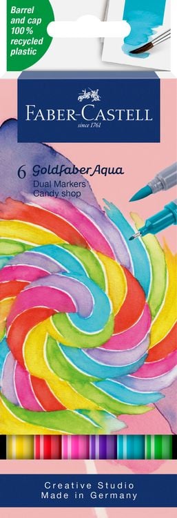 Produktbild: Faber-Castell Tuschestift Dual Marker Goldfaber Aqua, Candy Shop, 6er Set