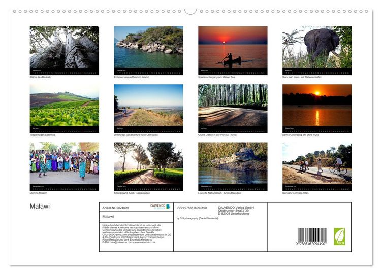 Produktbild: Malawi (hochwertiger Premium Wandkalender 2026 DIN A2 quer), Kunstdruck in Hochglanz