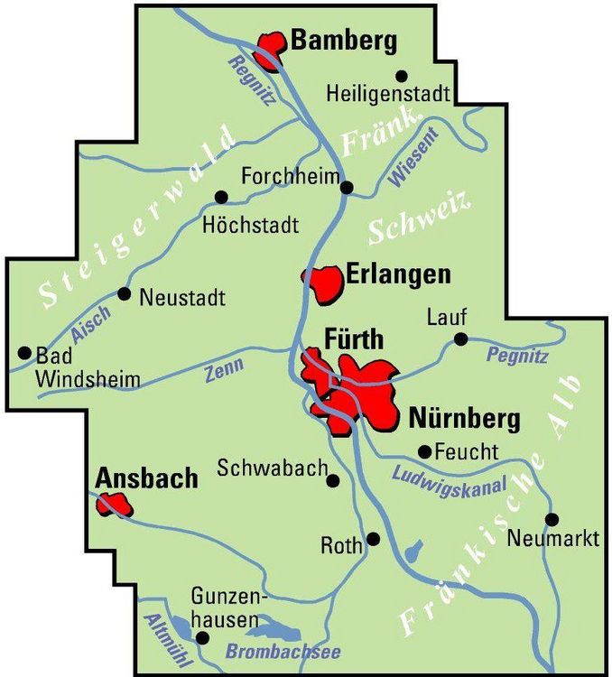 Produktbild: BVA ADFC Regionalkarte N&uuml;rnberg & Umgebung 1:75.000