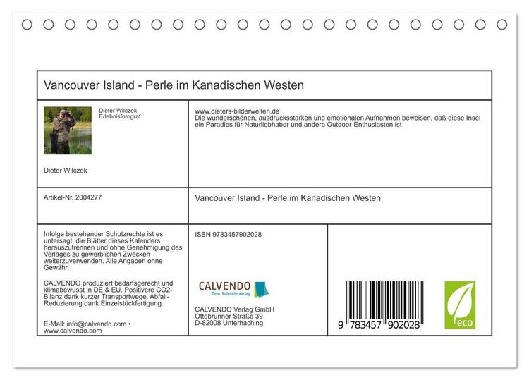 Produktbild: Vancouver Island - Perle im Kanadischen Westen (Tischkalender 2026 DIN A5 quer), CALVENDO Monatskalender