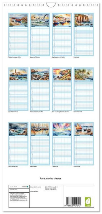 Produktbild: Familienplaner 2026 - Facetten des Meeres mit 5 Spalten (Wandkalender, 21 x 45 cm) CALVENDO
