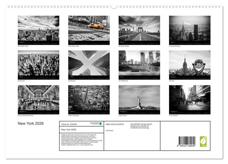 Produktbild: New York 2026 (hochwertiger Premium Wandkalender 2026 DIN A2 quer), Kunstdruck in Hochglanz