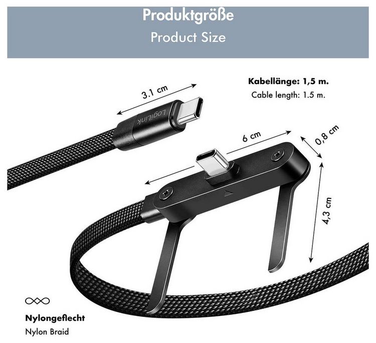 Produktbild: LogiLink USB-C&reg; Kabel USB 2.0 USB-C&reg; Stecker 1.5 m Schwarz CU0450