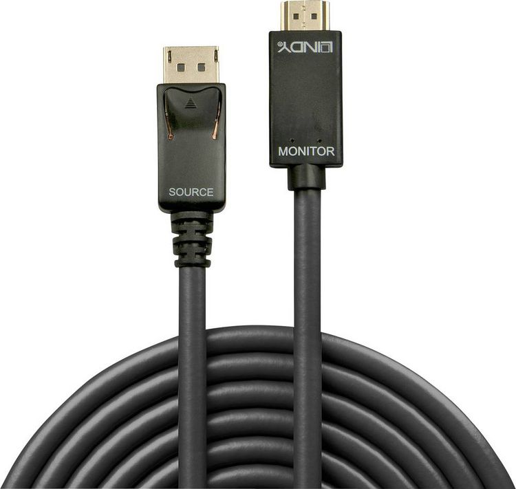 Produktbild: LINDY DisplayPort / HDMI Adapterkabel DisplayPort Stecker, HDMI-A Stecker 0.50 m Schwarz 36920 DisplayPort-Kabel