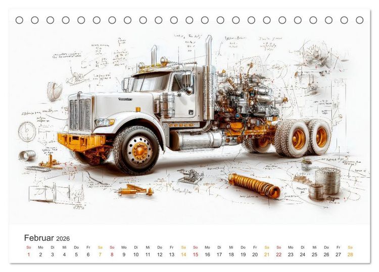 Produktbild: Trucks - Design Studien (Tischkalender 2026 DIN A5 quer), CALVENDO Monatskalender