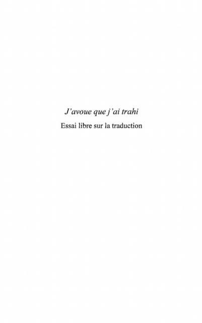 Produktbild: J'avoue que j'ai trahi
