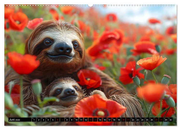 Produktbild: Faultiere - entspannt durchs Jahr (hochwertiger Premium Wandkalender 2026 DIN A2 quer), Kunstdruck in Hochglanz