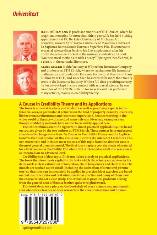 Produktbild: A Course in Credibility Theory and its Applications