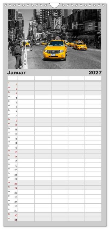 Produktbild: Familienplaner 2027 - New York &ndash; The Big Apple mit 5 Spalten (Wandkalender, 21 x 45 cm) CALVENDO