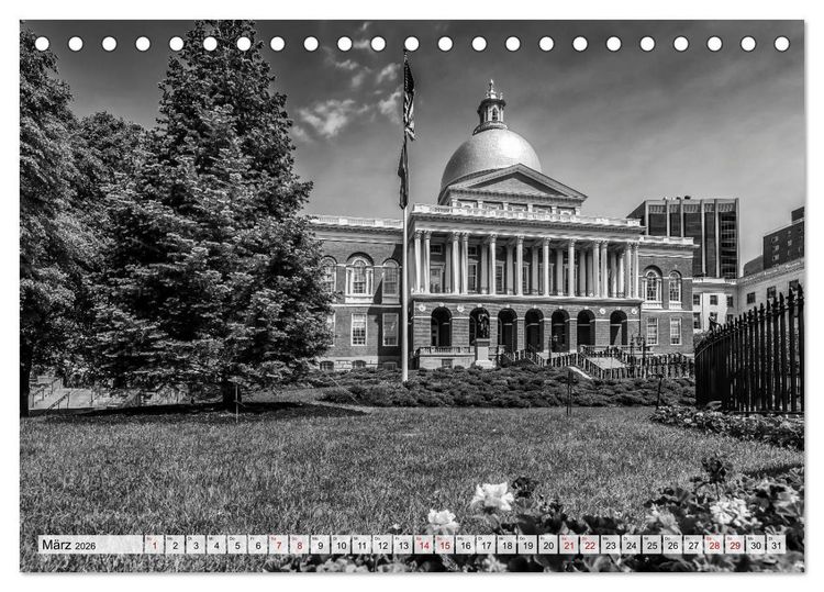 Produktbild: BOSTON Monochrome Stadtansichten (Tischkalender 2026 DIN A5 quer), CALVENDO Monatskalender