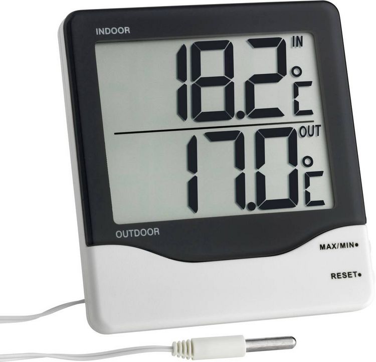 Produktbild: TFA Dostmann Kabelgebundenes Thermometer Schwarz-Wei&szlig; 30.1011.K