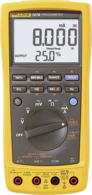 Produktbild: Fluke 787B Hand-Multimeter digital Prozess-Stromausgabe CAT III 1000 V, CAT IV 600 V Anzeige (Counts): 30000