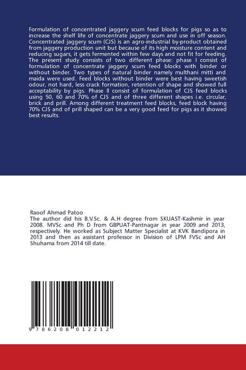 Produktbild: Formulation Of Concentrated Jaggery Scum Feed Block As Livestock Feed
