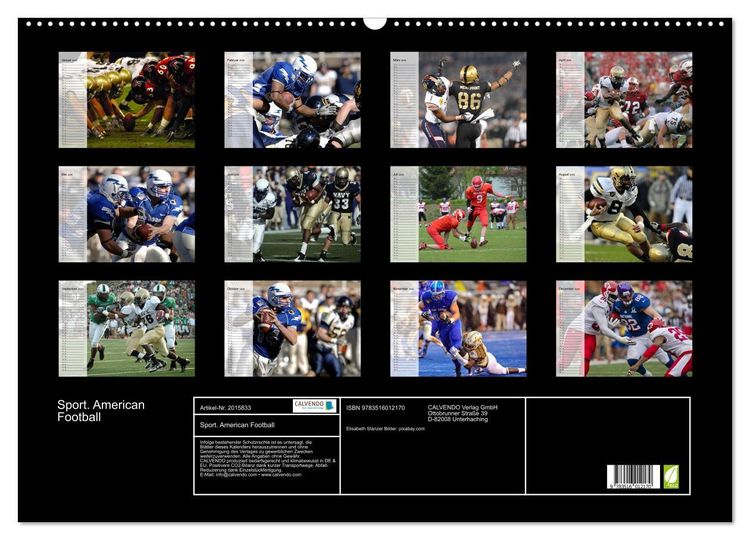 Produktbild: Sport. American Football (Wandkalender 2026 DIN A2 quer), CALVENDO Monatskalender