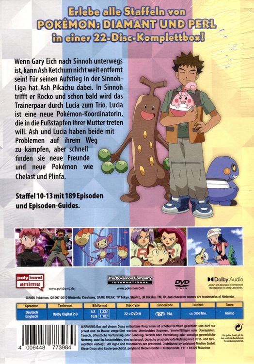 Produktbild: Pok&eacute;mon - Die TV-Serie: Diamant und Perl - Staffel 10-13 [22 DVDs]