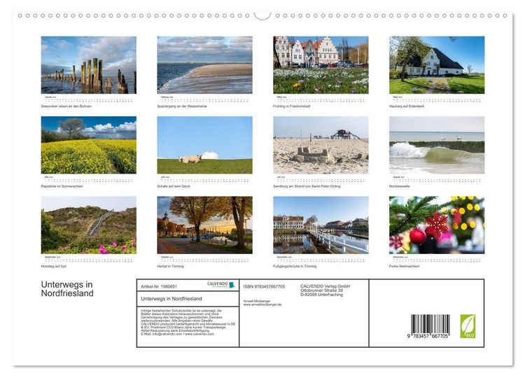 Produktbild: Unterwegs in Nordfriesland (hochwertiger Premium Wandkalender 2026 DIN A2 quer), Kunstdruck in Hochglanz