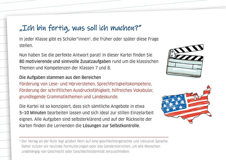 Produktbild: Die Englisch-Kartei f&uuml;r Schnelle - Klasse 7/8