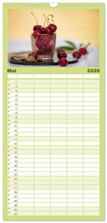 Produktbild: Familienplaner 2026 - Nat&uuml;rlich Vegan - frische gesunde K&ouml;stlichkeiten mit 5 Spalten (Wandkalender, 21 x 45 cm) CALVENDO