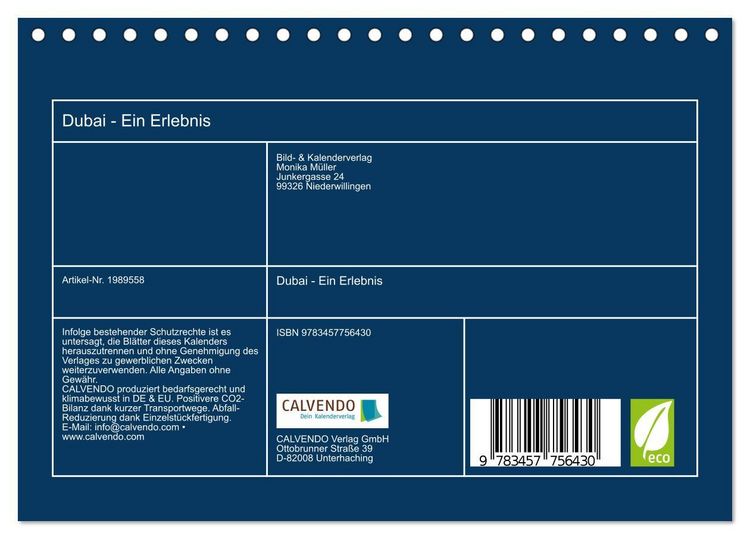Produktbild: Dubai - Ein Erlebnis (Tischkalender 2026 DIN A5 quer), CALVENDO Monatskalender