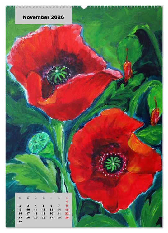 Produktbild: Blumen in Acryl (hochwertiger Premium Wandkalender 2026 DIN A2 hoch), Kunstdruck in Hochglanz