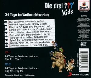 Produktbild: Die drei ??? Kids - Adventskalender - 24 Tage im Weihnachtszirkus, 2 Audio-CDs