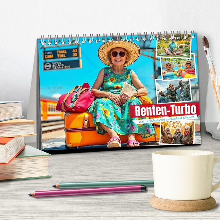 Produktbild: Renten-Turbo. Wenn der Ruhestand erst richtig Fahrt aufnimmt (Tischkalender 2026 DIN A5 quer), CALVENDO Monatskalender