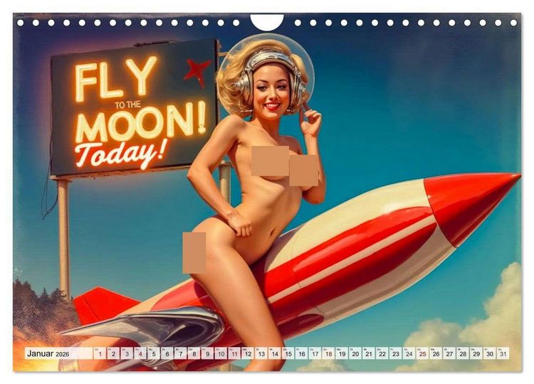 Produktbild: Atomic Beauties &ndash; The Retro Future Calendar (Wandkalender 2026 DIN A4 quer), CALVENDO Monatskalender