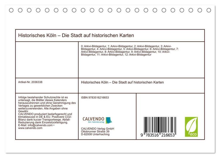 Produktbild: Historisches K&ouml;ln &ndash; Die Stadt auf historischen Karten (Tischkalender 2026 DIN A5 quer), CALVENDO Monatskalender