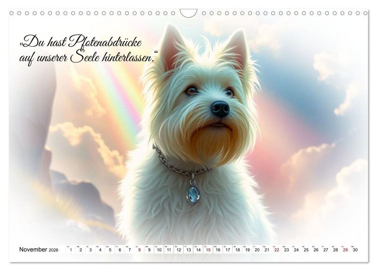 Produktbild: Hunde &uuml;ber der Regenbogenbr&uuml;cke (Wandkalender 2026 DIN A3 quer), CALVENDO Monatskalender