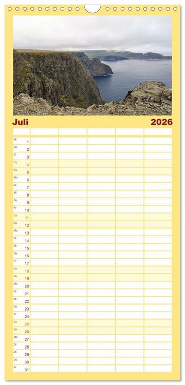 Produktbild: Familienplaner 2026 - Mit Hurtigruten zum Nordkap mit 5 Spalten (Wandkalender, 21 x 45 cm) CALVENDO