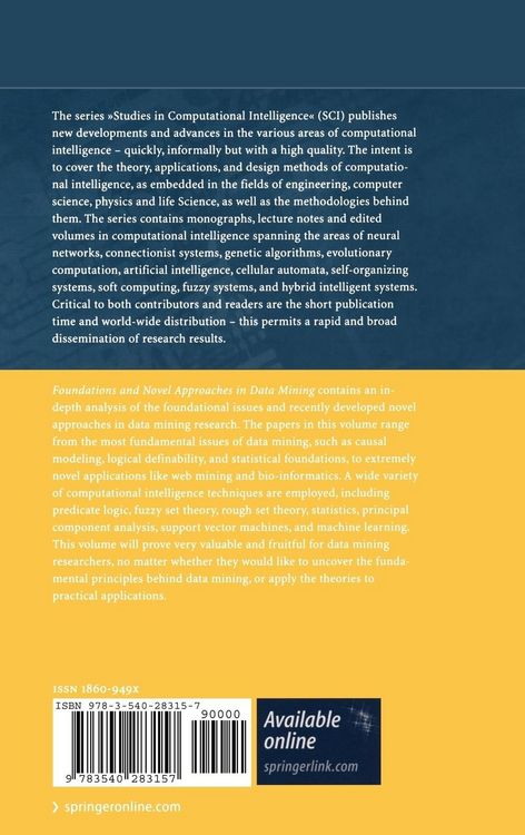 Produktbild: Foundations and Novel Approaches in Data Mining
