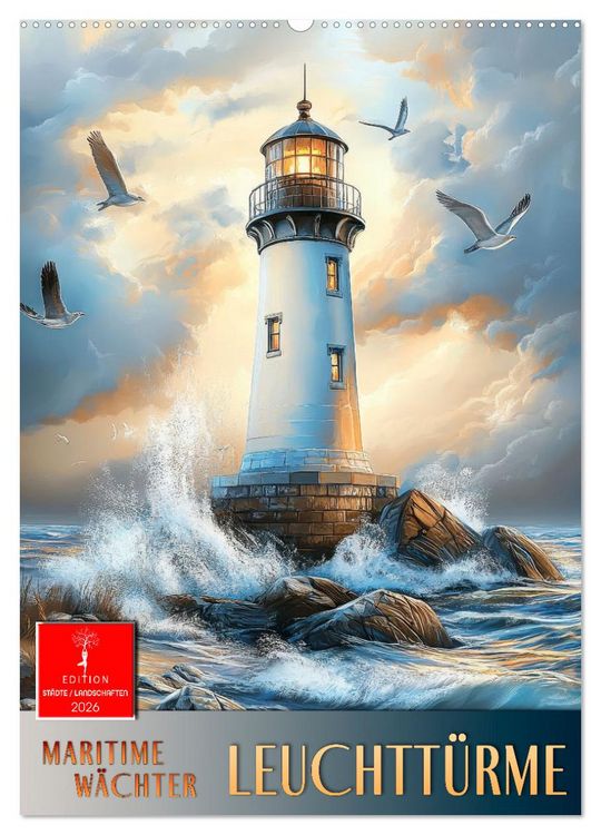 Produktbild: Maritime W&auml;chter - Leuchtt&uuml;rme (Wandkalender 2026 DIN A2 hoch), CALVENDO Monatskalender