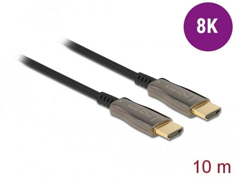 Produktbild: Delock HDMI Anschlusskabel HDMI-A Stecker 10 m Schwarz 84034 4K UHD, vergoldete Steckkontakte HDMI-Kabel