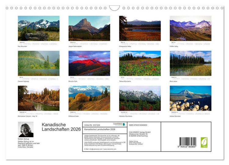 Produktbild: Kanadische Landschaften 2026 (Wandkalender 2026 DIN A3 quer), CALVENDO Monatskalender