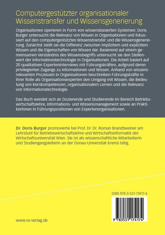 Produktbild: Computergest&uuml;tzter organisationaler Wissenstransfer und Wissensgenerierung