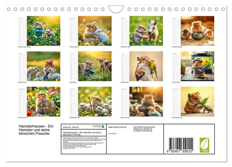 Produktbild: Hamsterhausen - Ein Hamster und seine tierischen Freunde (Wandkalender 2026 DIN A4 quer), CALVENDO Monatskalender