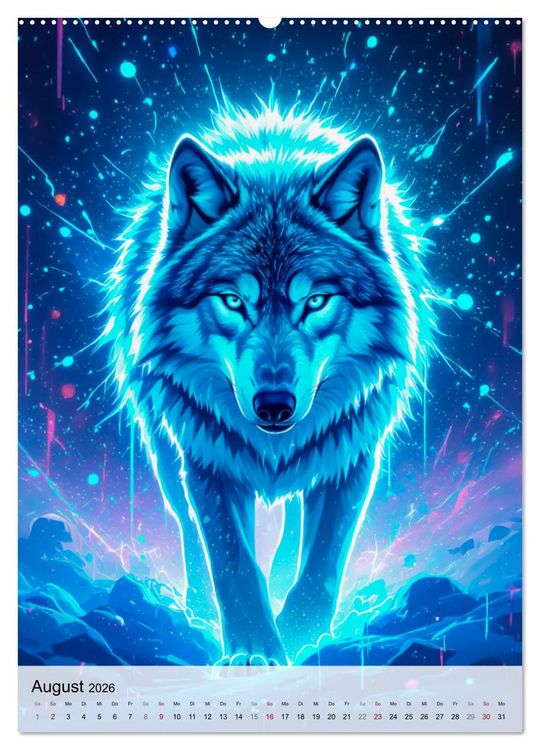 Produktbild: Neon Wildlife (Wandkalender 2026 DIN A2 hoch), CALVENDO Monatskalender