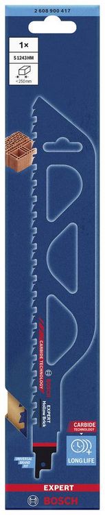 Produktbild: Bosch Accessories 2608900417 EXPERT &lsquo;Hollow Brick&rsquo; S 1243 HM S&auml;bels&auml;geblatt, 1&nbsp;St&uuml;ck S&auml;geblatt-L&auml;nge 300 mm 1 St.